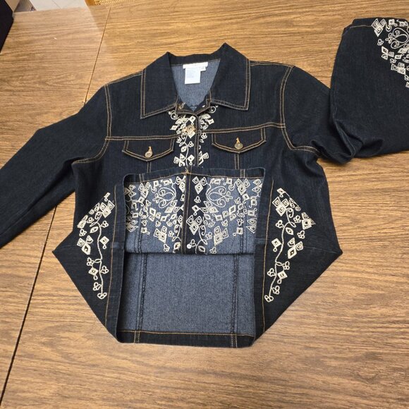 GREAT CAVALIER Women's Vintage Bedazzled Denim L/S Jacket - Size Medium - Picture 9 of 15